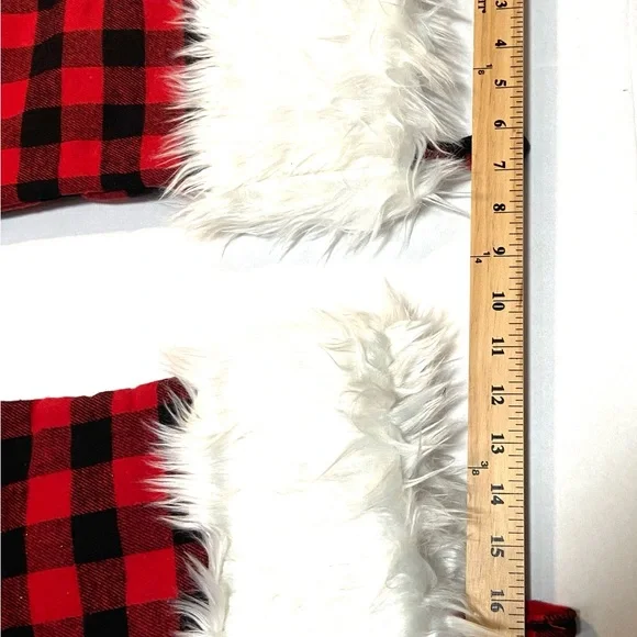 Red and Black Buffalo Plaid Christmas Santa Stockings. Faux Fur Trim 18"L x 7.5W - Picture 5 of 11